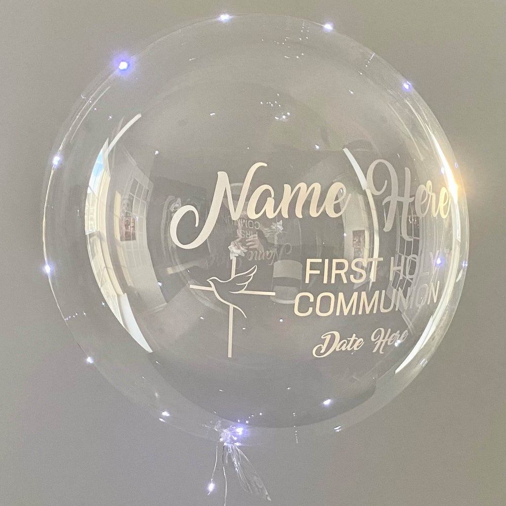 "First Holy Communion" LED Balloon - Custom LED Communion Balloon - Balloominators