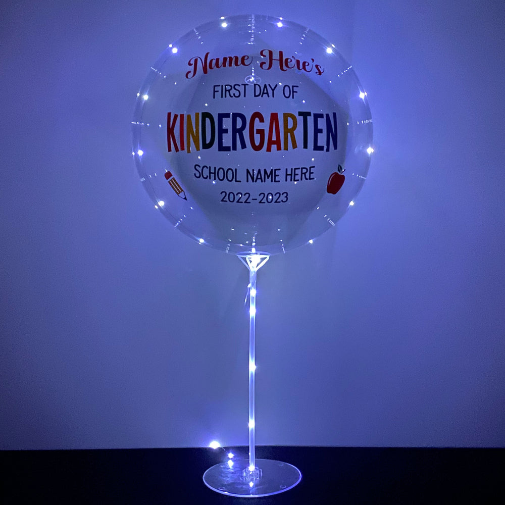 "First Day Of School" Balloominator - Custom Back To School LED Balloon With Stand - Balloominators