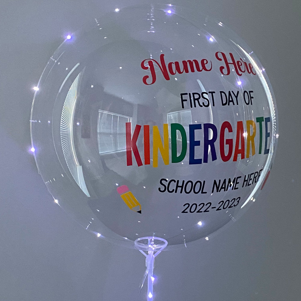 "First Day Of School" Balloominator - Custom Back To School LED Balloon With Stand - Balloominators