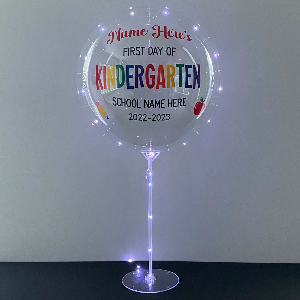 "First Day Of School" Balloominator - Custom Back To School LED Balloon With Stand - Balloominators