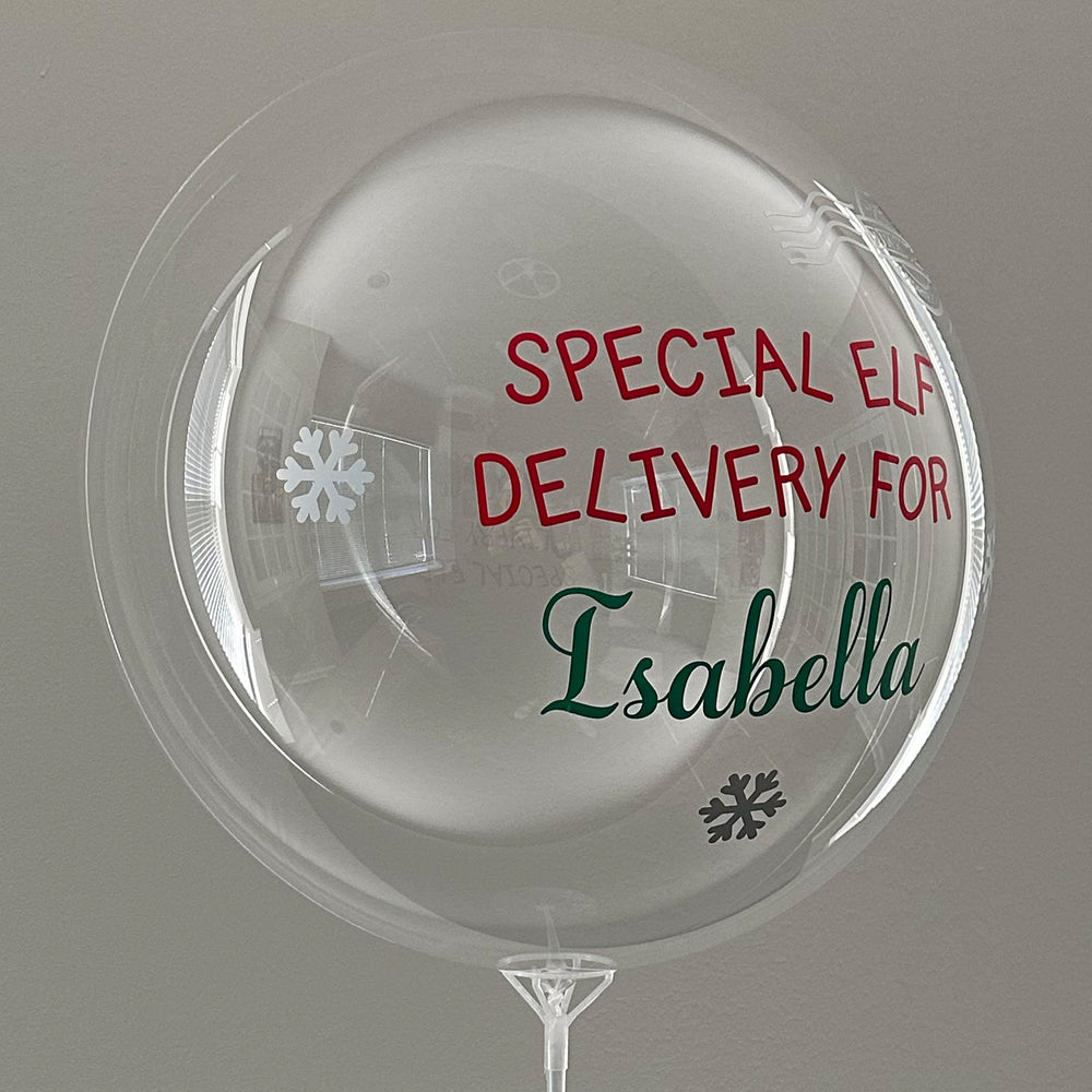 "Special Elf Delivery For" Balloon With Stand - Custom Elf Balloon With Stand - Balloominators