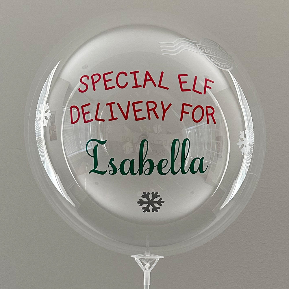 "Special Elf Delivery For" Balloon With Stand - Custom Elf Balloon With Stand - Balloominators