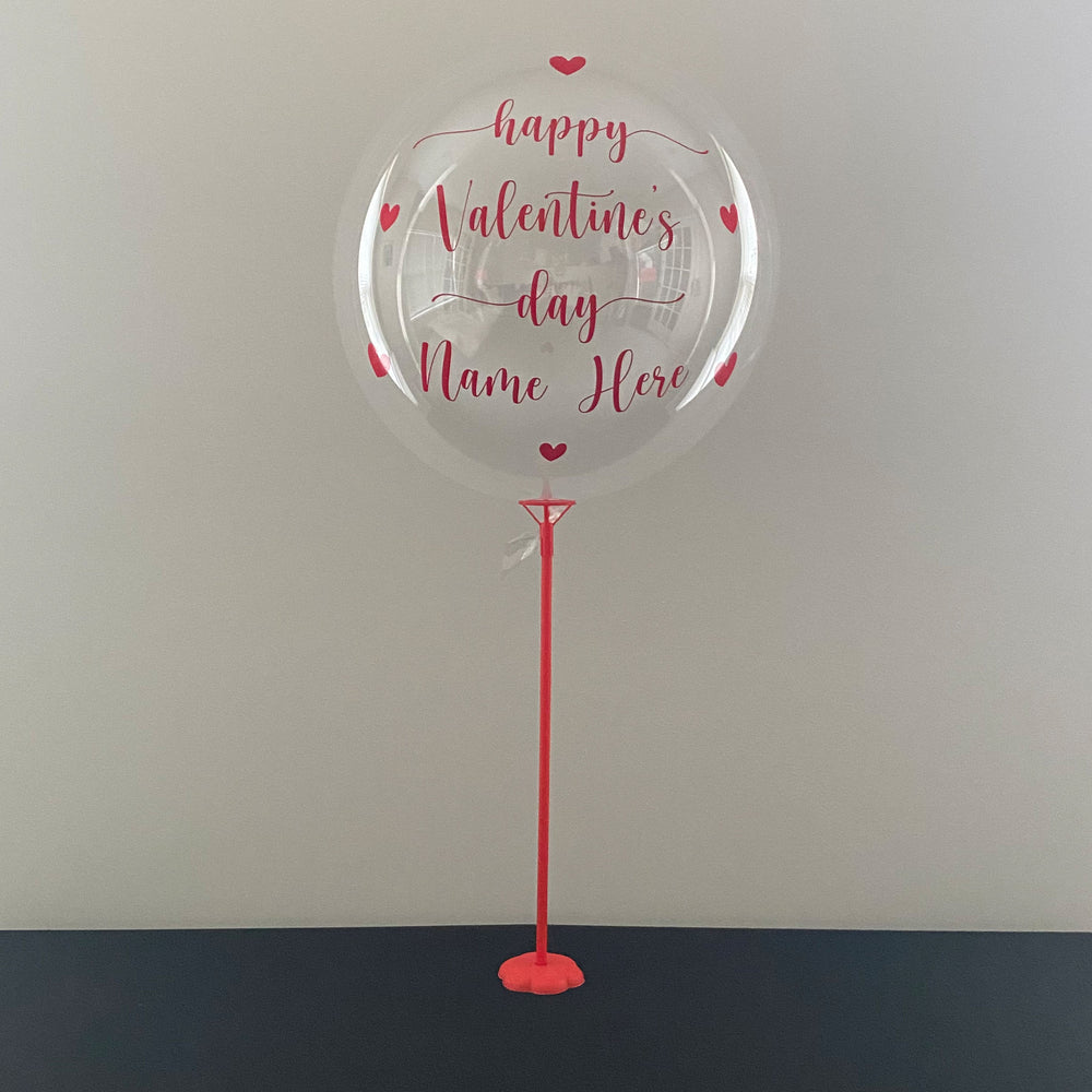 "happy Valentine's day" Balloon And Bear - Valentine's Day Balloon With Stand And Teddy Bear - Balloominators