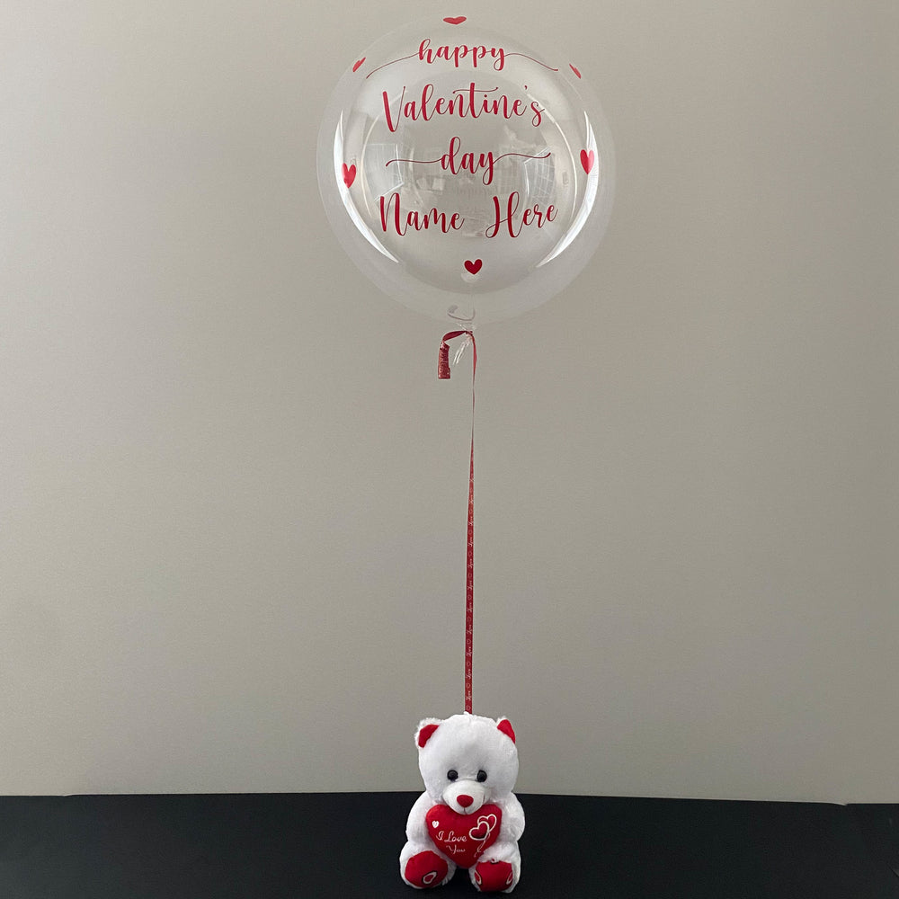 Happy Valentine's Day Balloon And Bear - Custom Valentine's Day Balloon - Balloominators