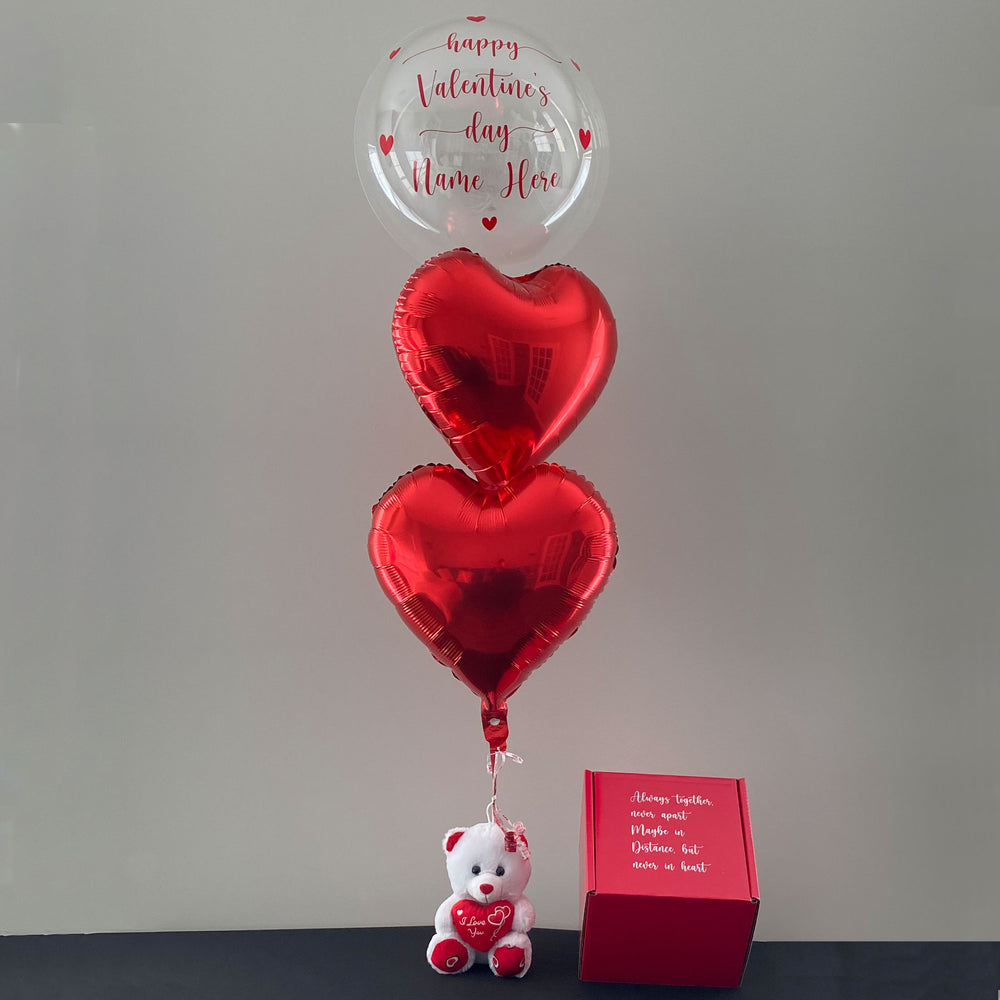 Hot Cocoa Bomb Valentine's Day Gift Set - 1 Mug And 1 Coaster - Custom Valentine's Day Balloon And Bear - Balloominators