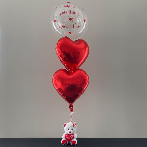 Happy Valentine's Day Balloon And Bear Bouquet - Custom Valentine's Day Balloon - Balloominators