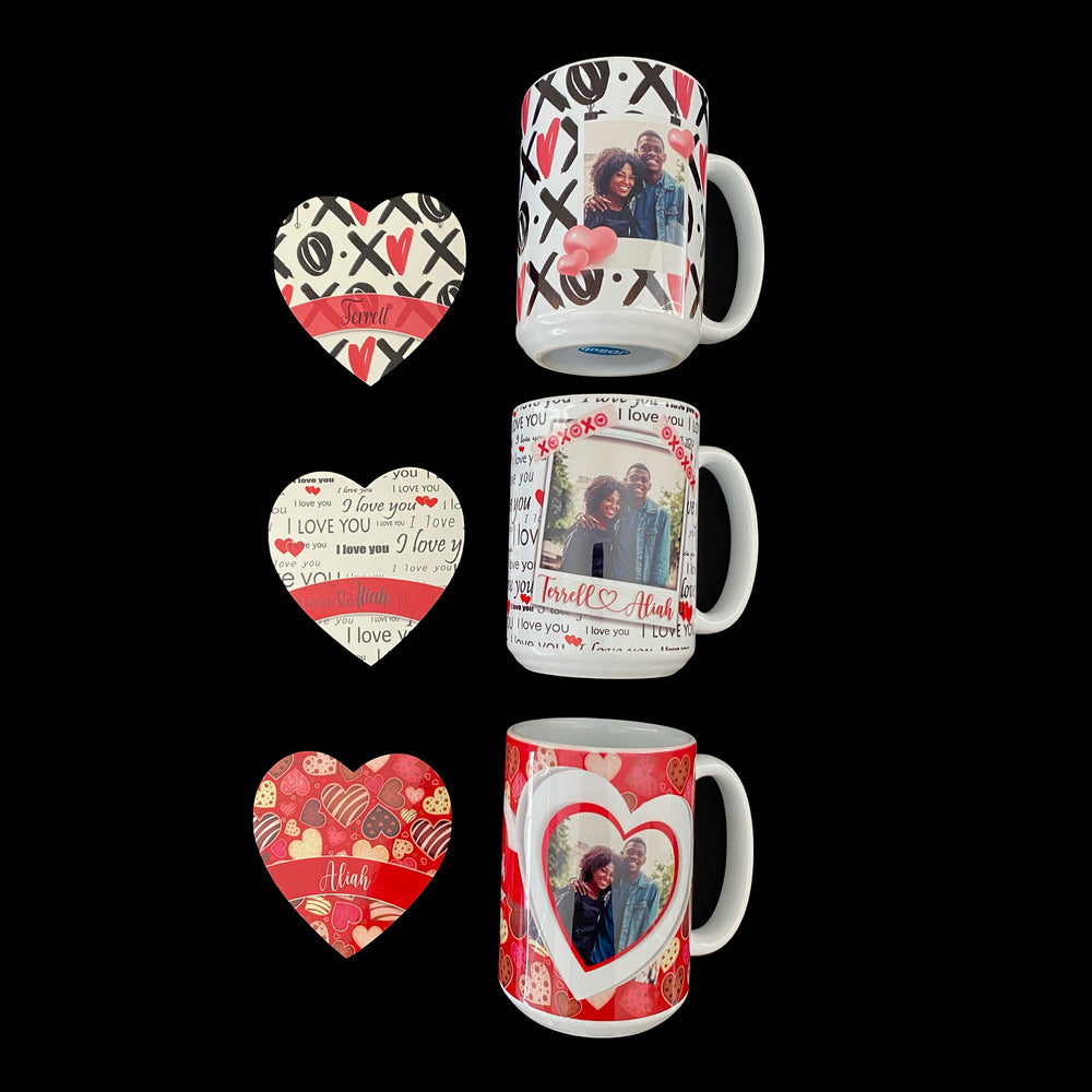 Hot Cocoa Bomb Valentine's Day Gift Set - 1 Mug And 1 Coaster - Custom Valentine's Day LED Balloon And Bear - Balloominators