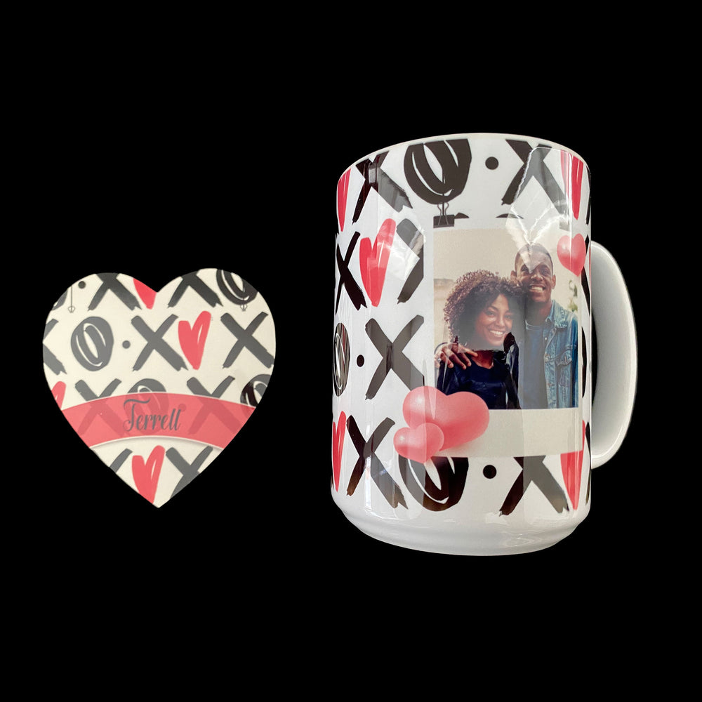 Hot Cocoa Bomb Valentine's Day Gift Set - 1 Mug And 1 Coaster - Custom Valentine's Day LED Balloon And Bear - Balloominators