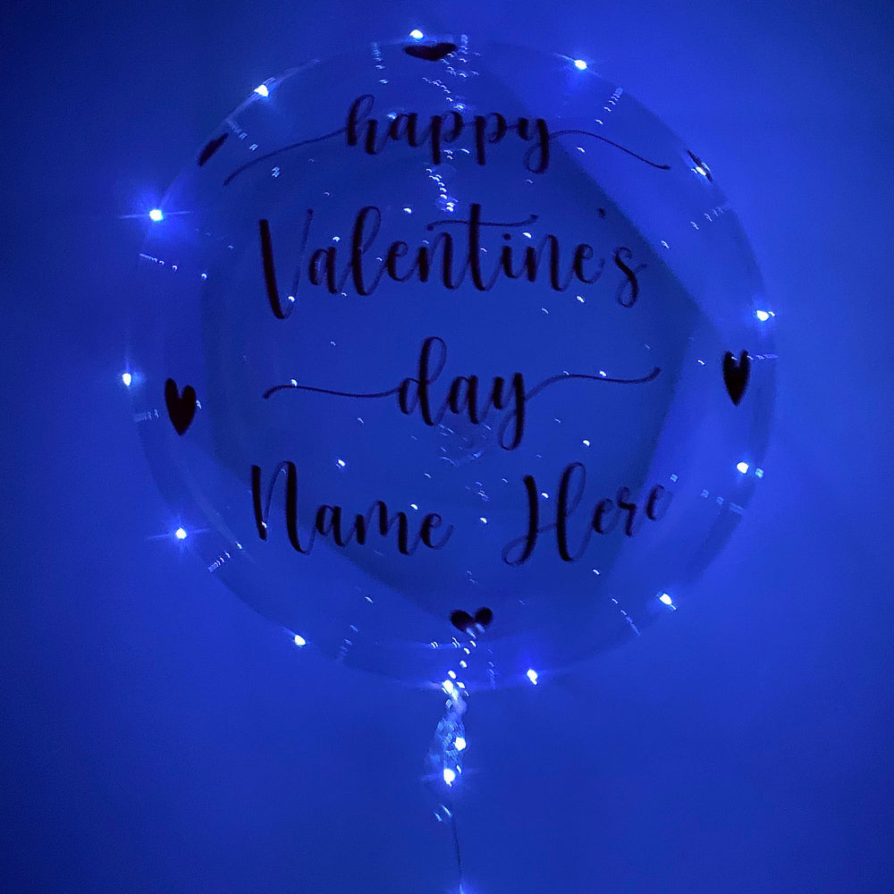 Happy Valentine's Day Balloon And Bear Bouquet - Custom Valentine's Day LED Balloon - Balloominators