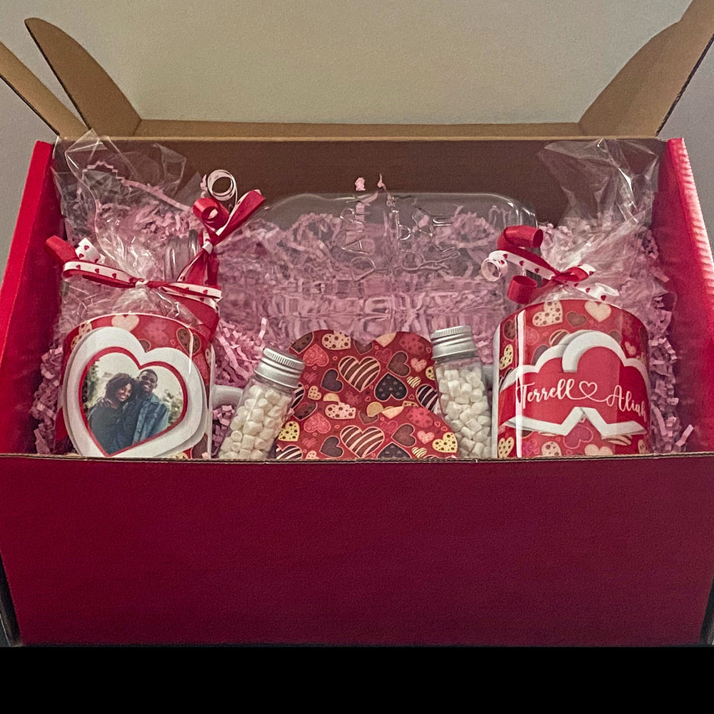 Hot Cocoa Bomb Valentine's Day Gift Set - Custom 2 Mugs And 2 Coasters - Balloominators